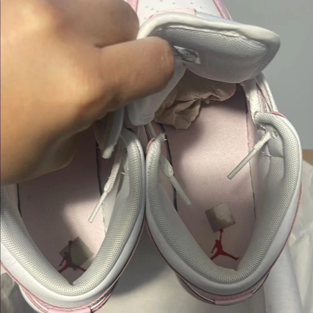 Jordan Pink and White High-Top Sneakers